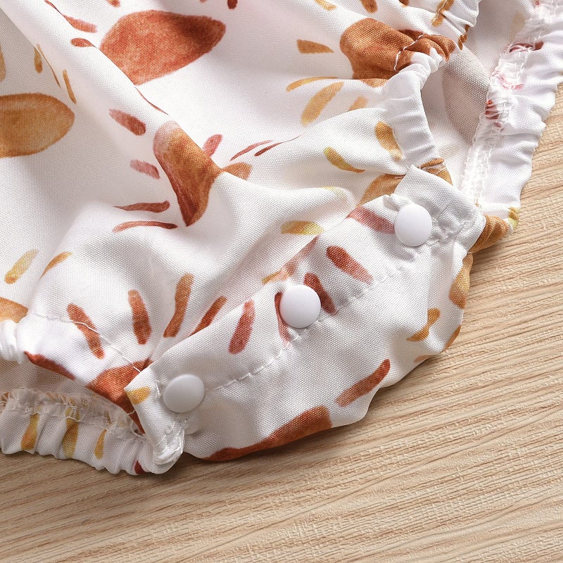 JLKGICF Infant Newborn Baby Girl Floral Romper Kids Spaghetti Strap One Piece Jumpsuit Shorts Summer Overall Clothes (Sunshine#2,0-3 Months,) - Image 4