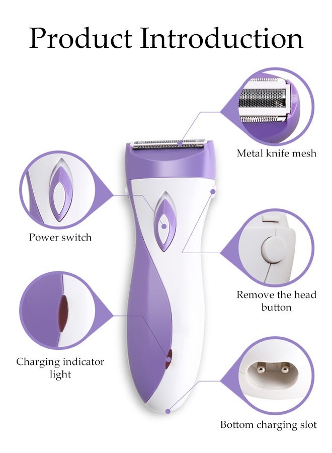 DUNISO Women's Electric Shaver, Painless 2-In-1 Wet And Dry Shaver, Portable Waterproof Bikini Trimmer For Removing Body Hair On Legs, Underarms, Armpits, Face, Purple - Image 3