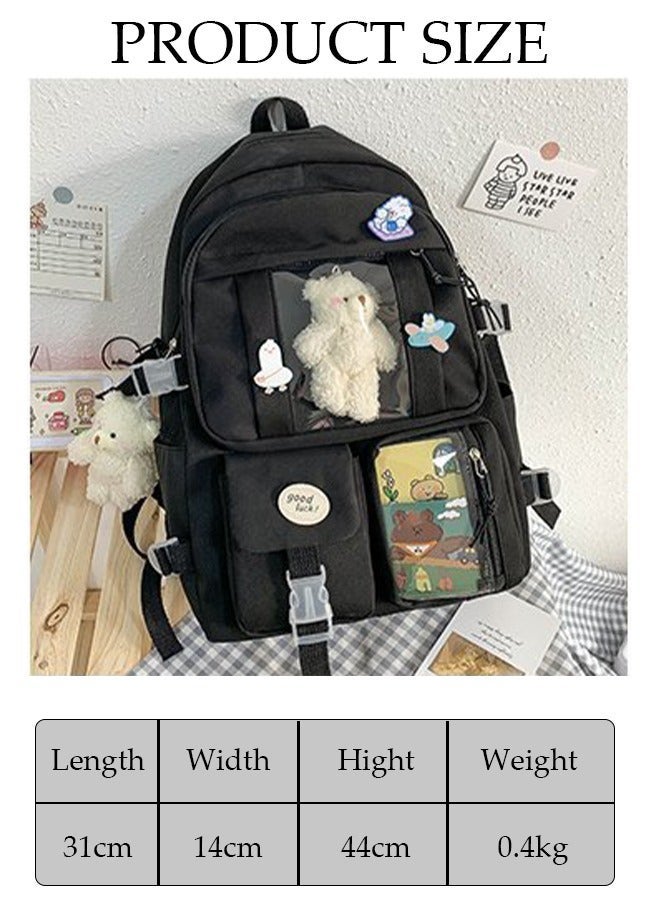 DUNISO School Backpack with Pencil Case and  Doll Pendant Waterproof Book Bag with Compartments for Teen Kid Students Elementary School Kids' School Bag With Large Capacity - Image 4