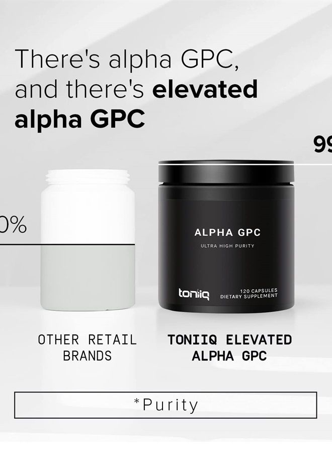 Toniiq كبسولات ألفا جي بي سي عالية النقاء - تركيبة مركزة 600 ملغ - 99%+ نقاء عالي وبيولوجي متاح - 120 كبسولة مكمل ألفا جي بي سي - Image 4