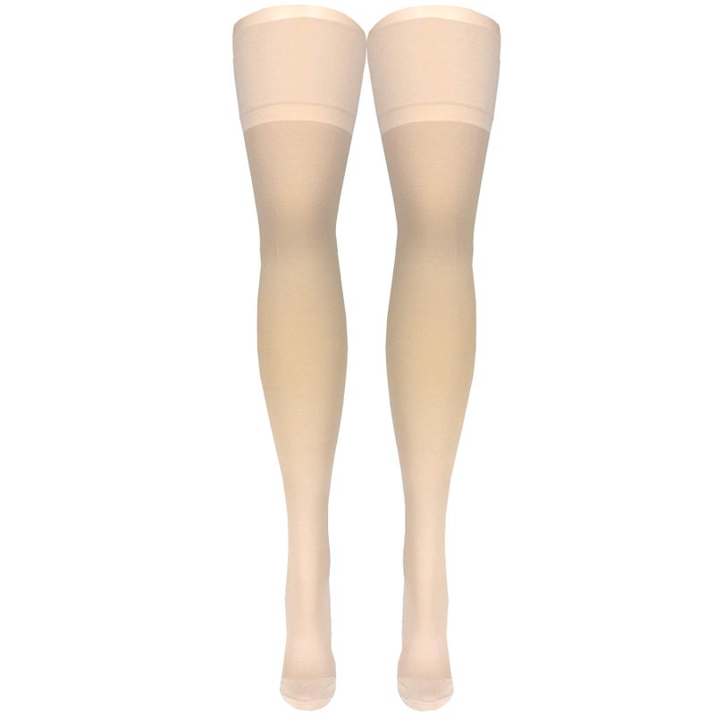 Truform 20-30 mmHg Compression Stockings for Men and Women, Thigh High Length, Closed Toe, Beige, X-Large - Image 3