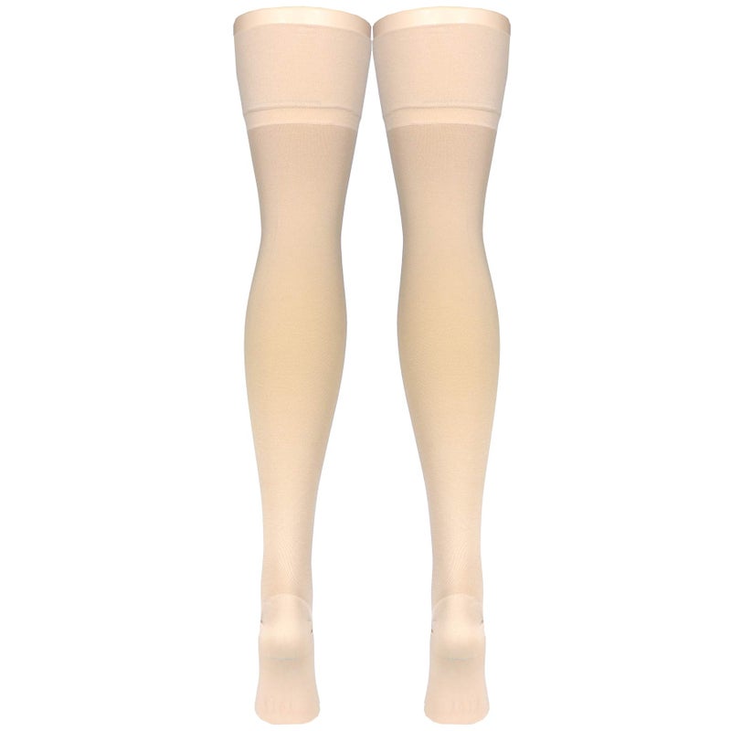 Truform 20-30 mmHg Compression Stockings for Men and Women, Thigh High Length, Closed Toe, Beige, X-Large - Image 4