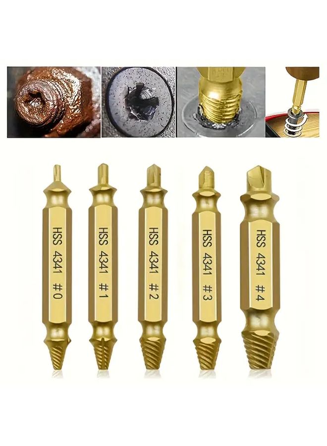 Golden Heavy Duty Metal Damaged Screw Extractor Set With Toolbox Drill Bit Kit - Image 1