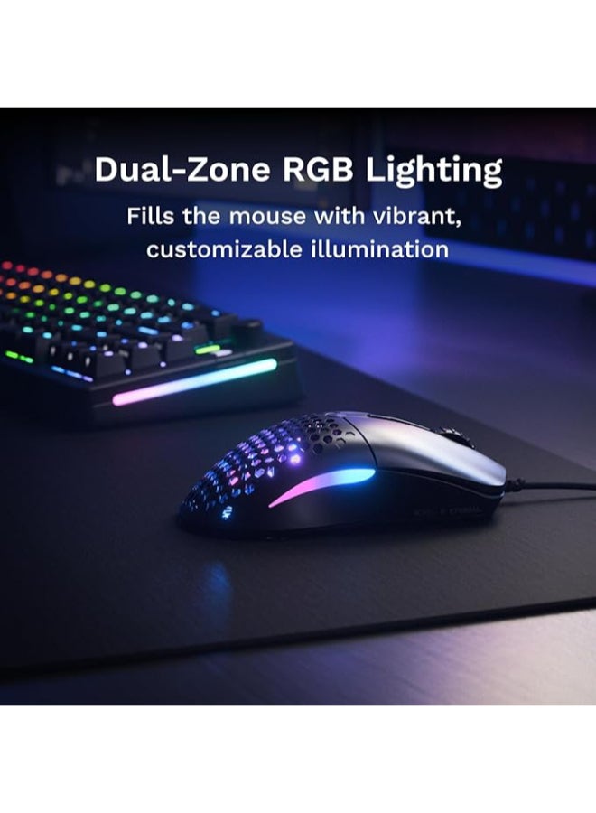 Glorious Model 0 Eternal -Superlight Wired PC Gaming Mouse with Honeycomb Shell, 6 Programmable Buttons, RGB Lighting & PTFE Skates- Matte Black - Image 4