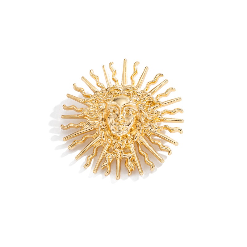 SHIXIN European and American Cross-Border Accessories: Creative Personalized Ins Sun Goddess Embossed Brooch, DIY Versatile Coral Pin - Image 5