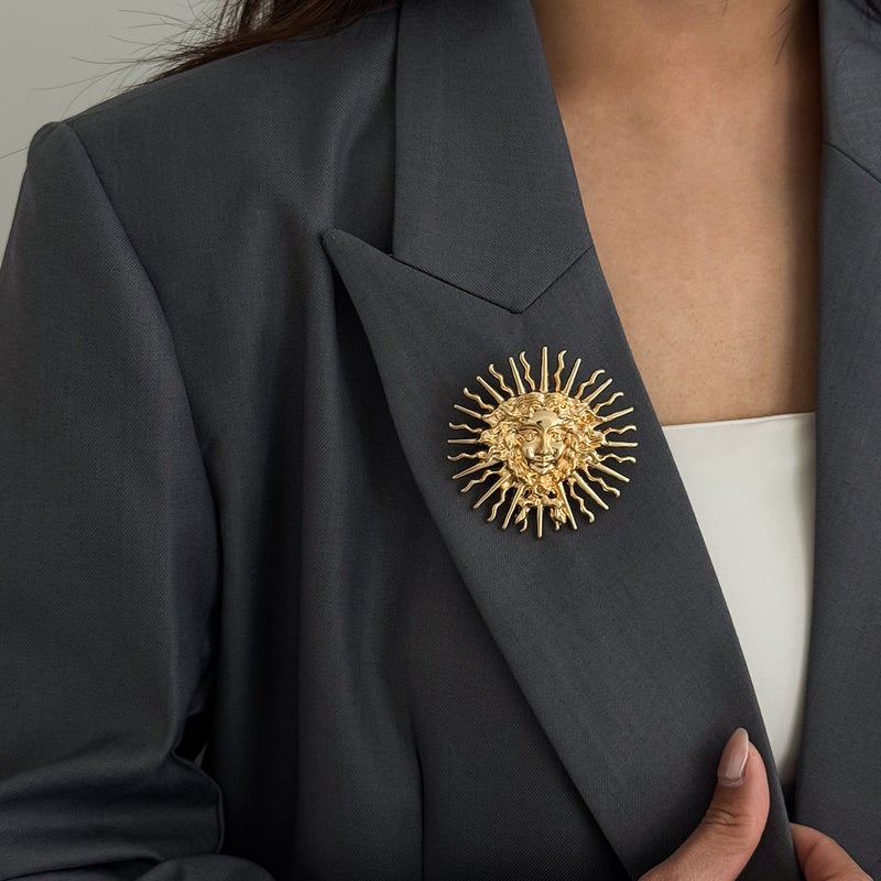 SHIXIN European and American Cross-Border Accessories: Creative Personalized Ins Sun Goddess Embossed Brooch, DIY Versatile Coral Pin - Image 3