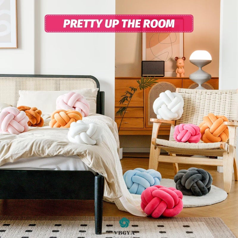 VBGYA Knot Pillow Ball  Soft Decorative Throw Pillows Cushion  11 Inch Round Plush Knotted Pillows Hot Pink Pillow  Modern Home Throw Knot Decorative Cushion for Bedroom  Sofa  Couch - Image 5