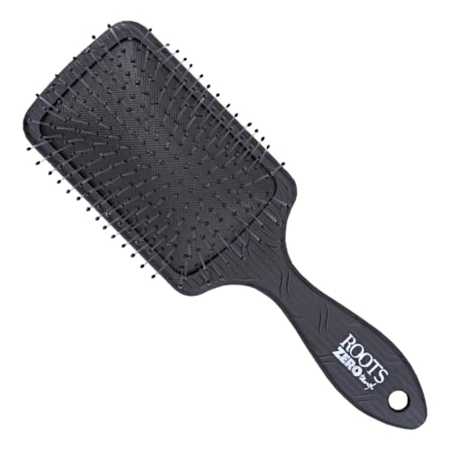 ROOTS Zero Tangle Black Paddle Hair Brush | Flexi Cushion Base | Soft yet Firm Bristles | Damage-Free Detangling on Sensitive/Wet/Dry Hair | For Men & Women | Length - 8.5 Inch, Model No - RZTM-NR - Image 1