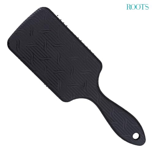 ROOTS Zero Tangle Black Paddle Hair Brush | Flexi Cushion Base | Soft yet Firm Bristles | Damage-Free Detangling on Sensitive/Wet/Dry Hair | For Men & Women | Length - 8.5 Inch, Model No - RZTM-NR - Image 2
