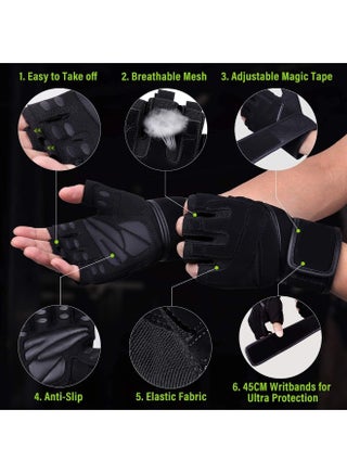 Workout Gloves Mens and Women Weight Lifting Gloves with Wrist Support for Gym Training, Full Palm Protection for Fitness, Weightlifting, Exercise, Hanging, Pull ups - view 4