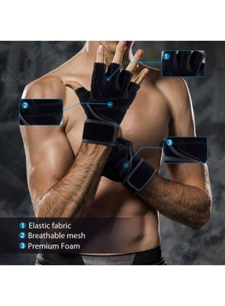 Workout Gloves Mens and Women Weight Lifting Gloves with Wrist Support for Gym Training, Full Palm Protection for Fitness, Weightlifting, Exercise, Hanging, Pull ups - view 5