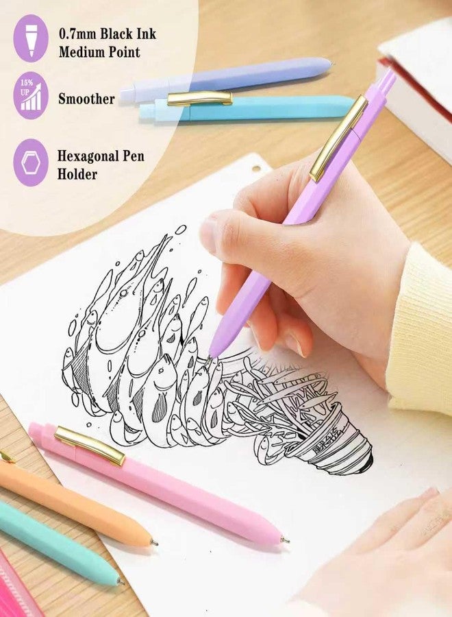 Vitoler Ballpoint Pens 8 Packs,0.7mm Black Ink Pens, Smooth Writing Retractable Pen for Journaling Bible School Office Supplies,Gifts for Women - Image 3