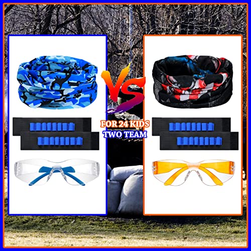 Sosation 24 Sets Nerf Party Supplies for Boys Girls 72 Pcs Gun Party Favors Two Team Nerf War Birthday Pack Safety Glasses Face Mask Wrist Belt Band Accessories Children Kids Toy BulkBlue and Orange - Image 5