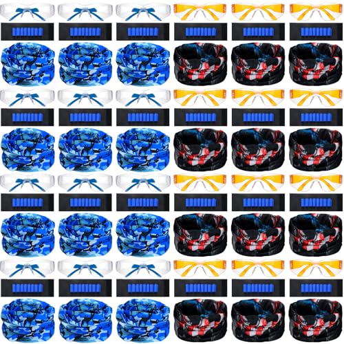 Sosation 24 Sets Nerf Party Supplies for Boys Girls 72 Pcs Gun Party Favors Two Team Nerf War Birthday Pack Safety Glasses Face Mask Wrist Belt Band Accessories Children Kids Toy BulkBlue and Orange - Image 1