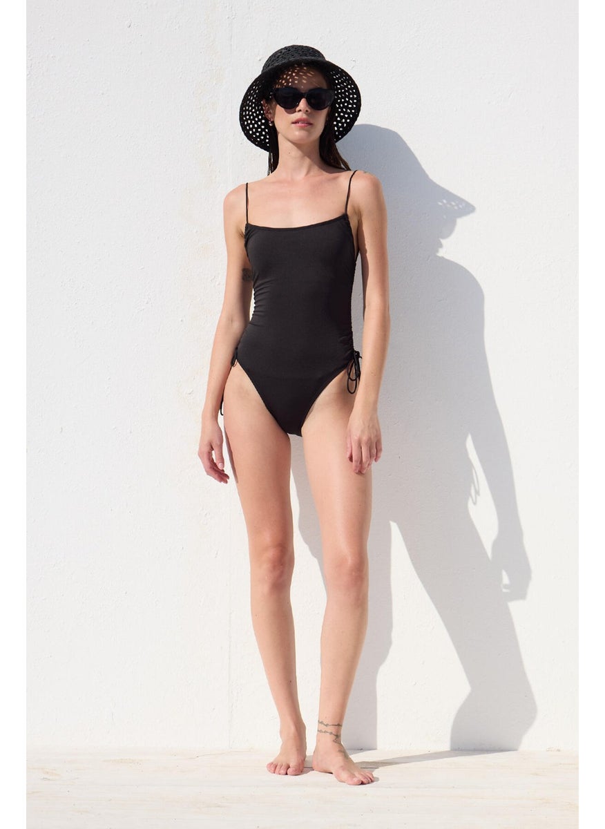 Manuka - Tie Detail Swimsuit Black - Image 1
