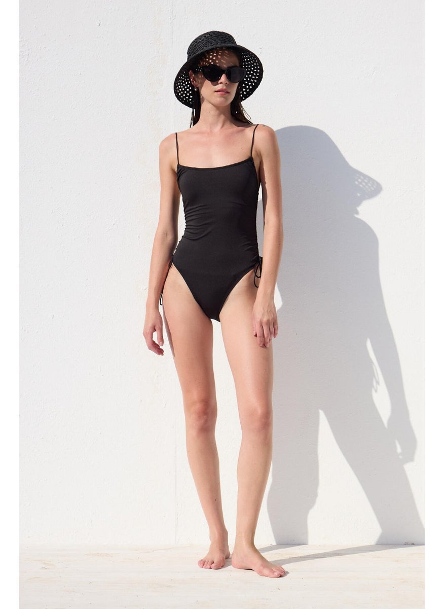 Manuka - Tie Detail Swimsuit Black - Image 1