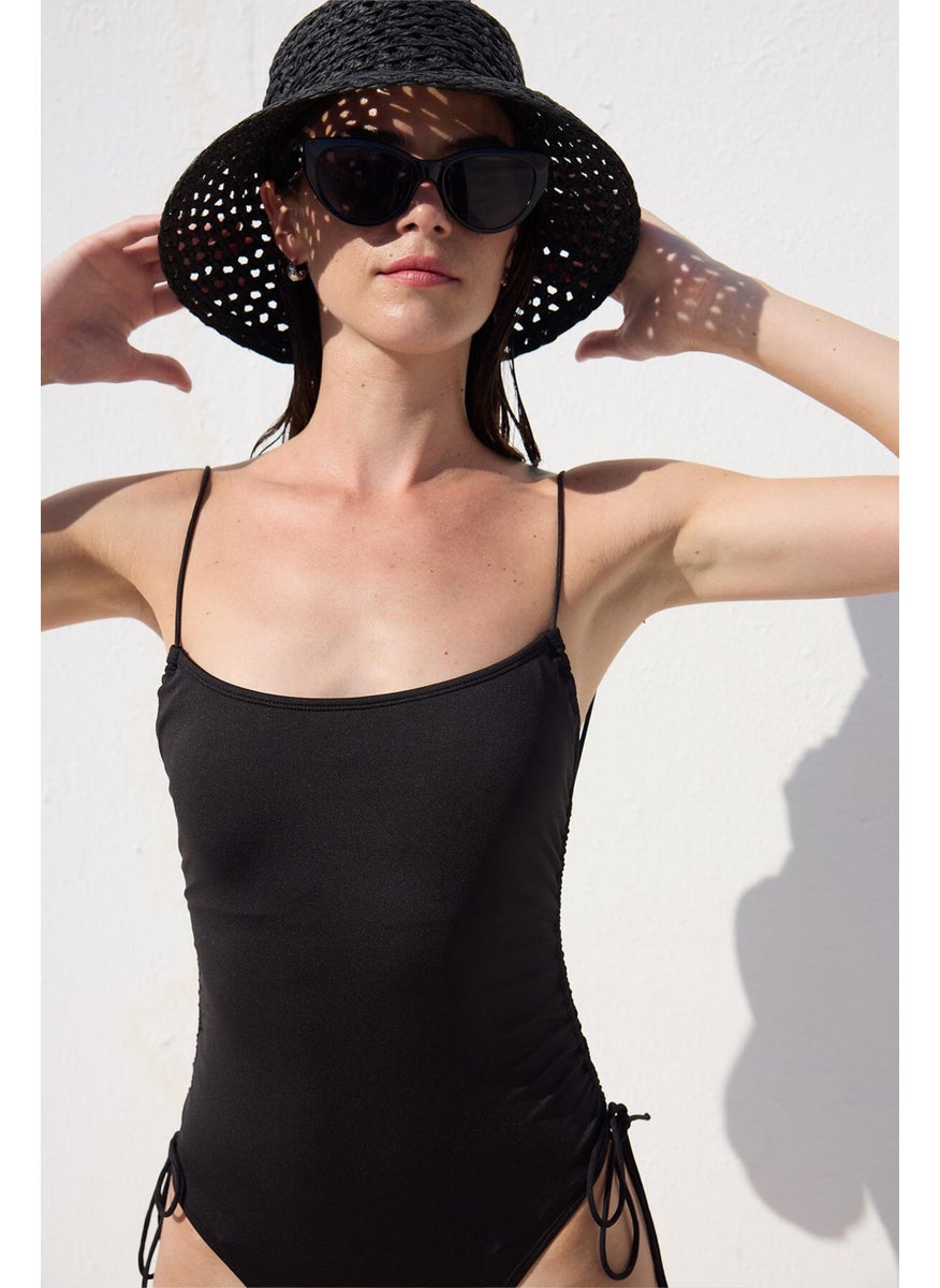 Manuka - Tie Detail Swimsuit Black - Image 1