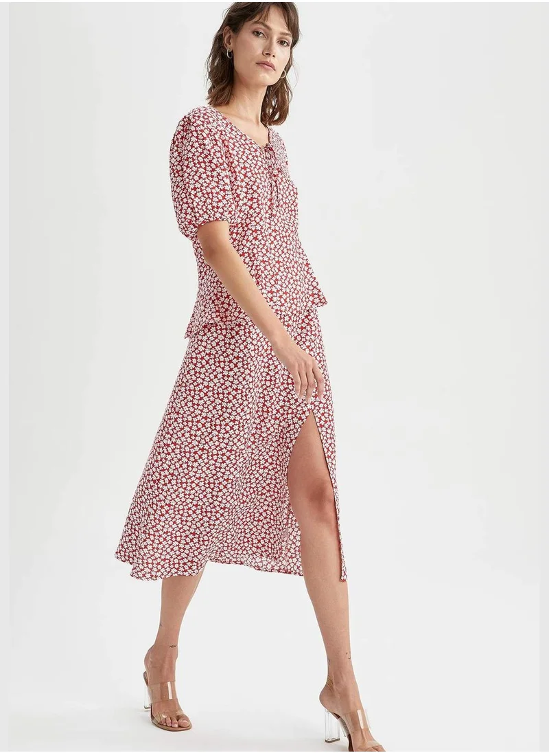 ديفاكتو Relaxed Fit Patterned Midi Dress