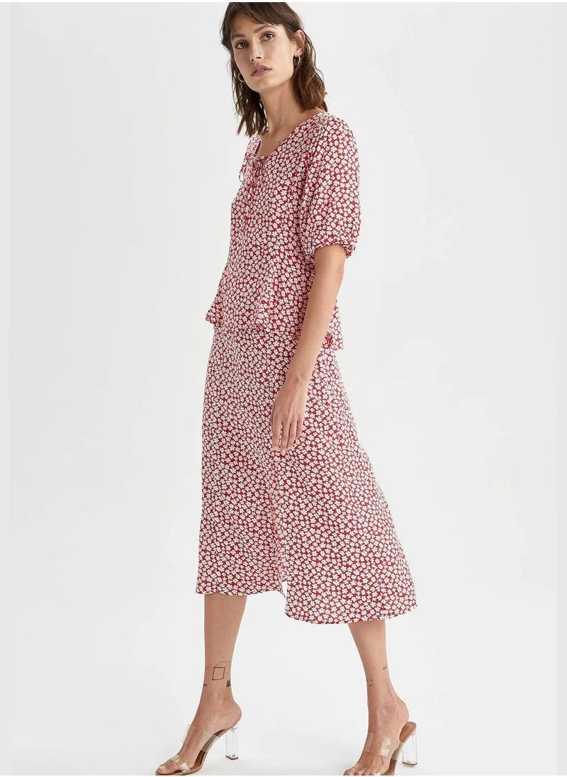 DeFacto Relaxed Fit Patterned Midi Dress