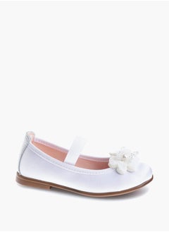 Pablosky Girls' Floral Accent Slip-On Ballerina Shoes with Elastic Strap  - Image 1