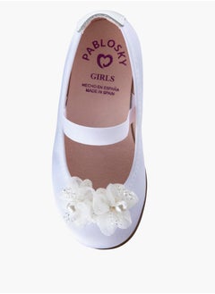 Pablosky Girls' Floral Accent Slip-On Ballerina Shoes with Elastic Strap  - Image 4