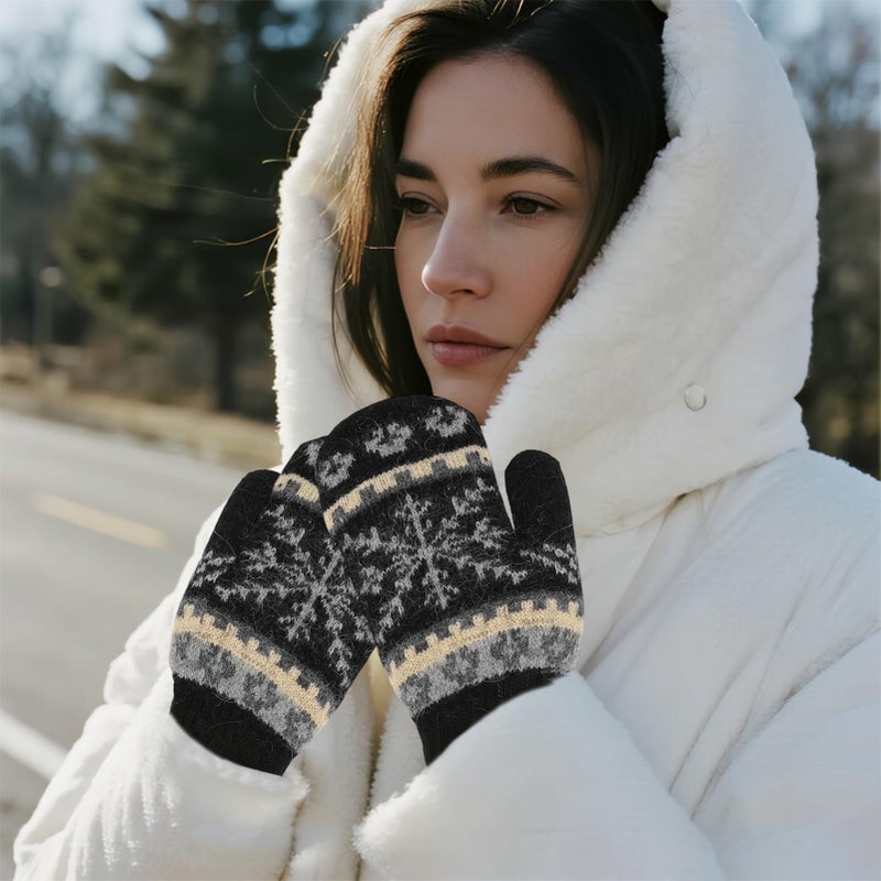 CaySep Winter Gloves Warm Knitted Mittens for Women Men Stretchy Knit Gloves Soft Elastic Mittens for Cold Weather - Image 4