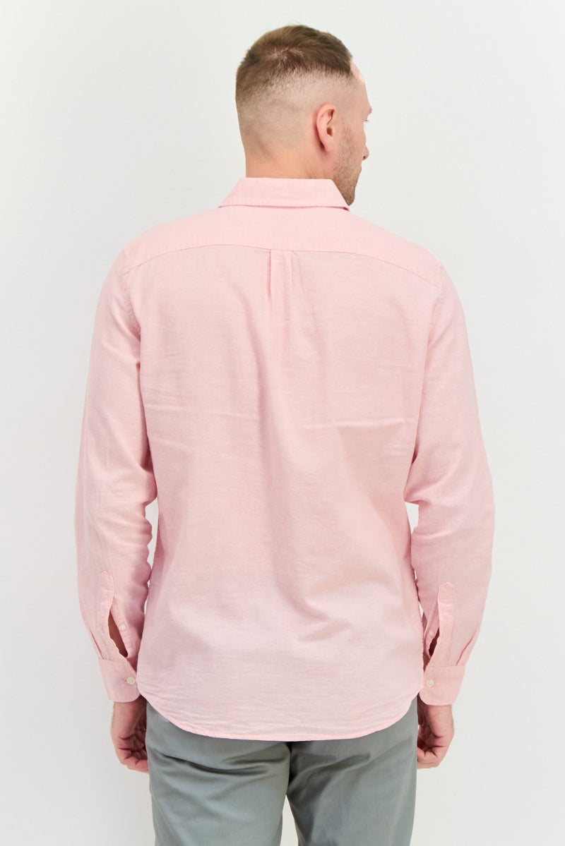 GAP Men Regular Fit Chambray Pattern Long Sleeve Casual Shirts, Light Pink - Image 3