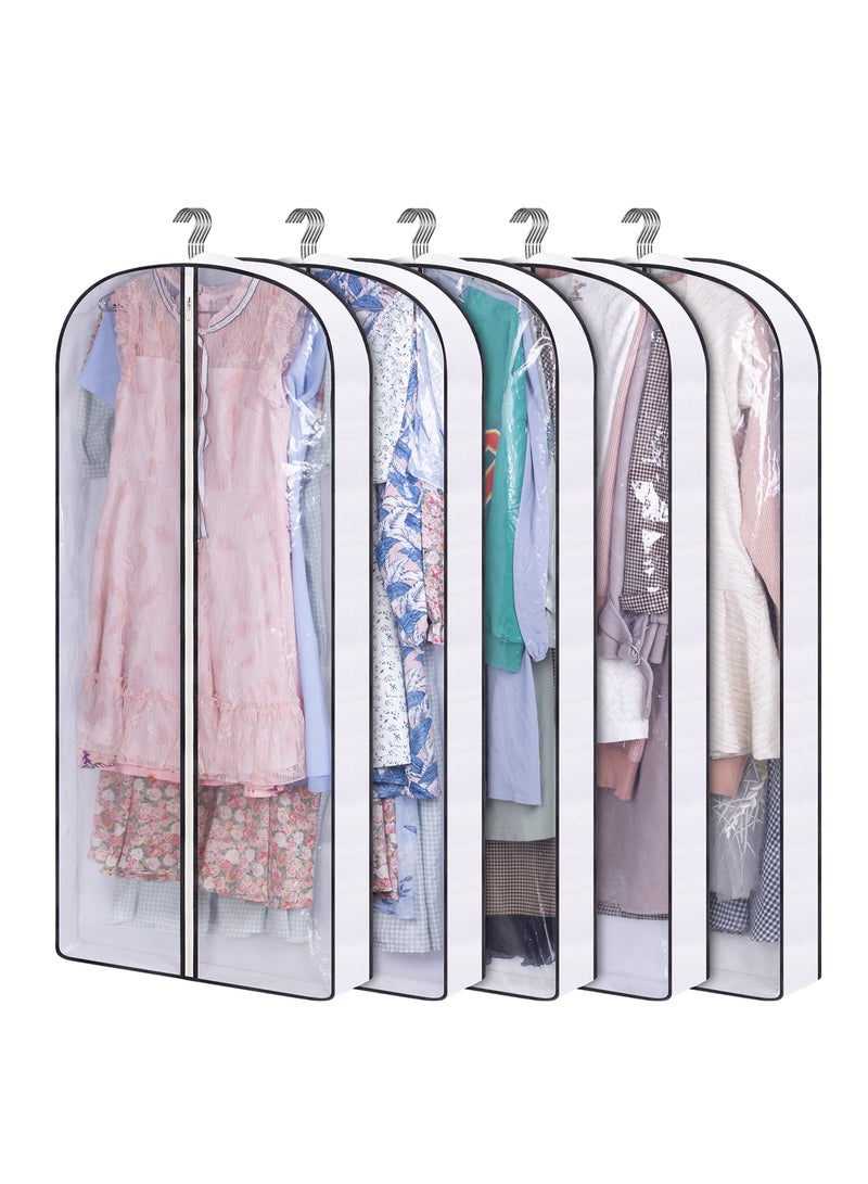 Arabest 50" Clear Garment Bags for Hanging Clothes Storage 4" Gussetes Dress Bags for Closet Storage Coat Cover for Suits, Sweater, Jacket, 5 Packs - Image 1