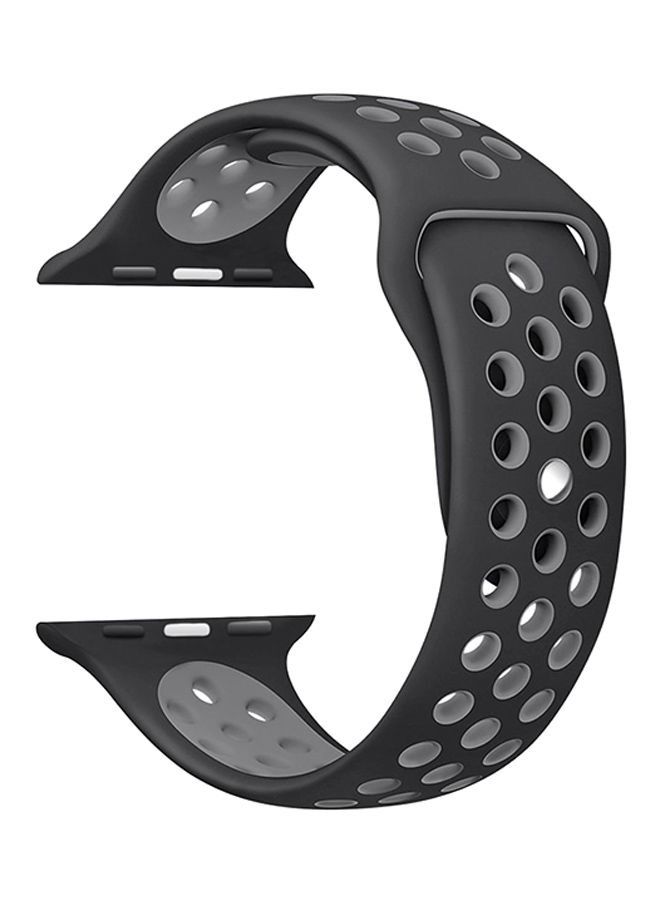 Soft Silicone Sport Strap For Apple Watch Series 5/6/7 42/44/45mm Black/Grey - Image 1