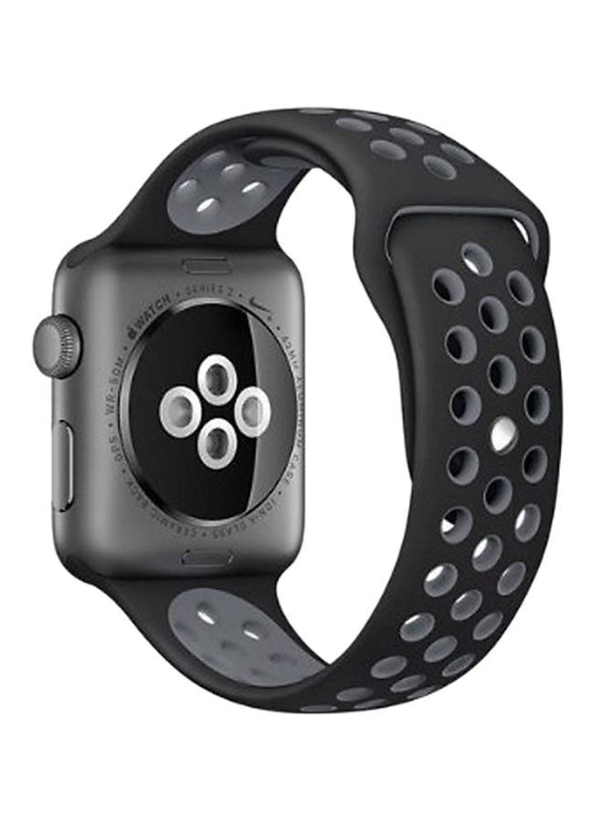 Soft Silicone Sport Strap For Apple Watch Series 5/6/7 42/44/45mm Black/Grey - Image 2