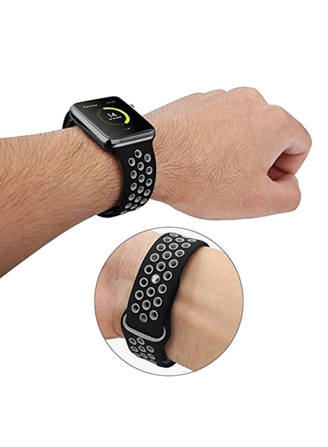 Soft Silicone Sport Strap For Apple Watch Series 5/6/7 42/44/45mm Black/Grey - Image 4