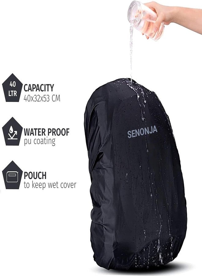 SENONJA Dust & Rain Cover for Backpack with Pouch, Waterproof Dustproof Rain Cover Bag Elastic Adjustable for School, College,Office, Trekking Bags (30L-35L,Black) - Image 5