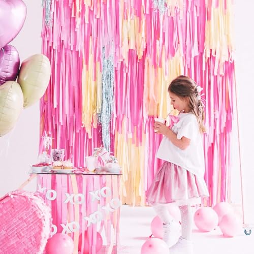 Wanna Party WP Wanna Party Light Pink Crepe Paper Streamers 3.5 Inch Widening 4 Rolls Pink Party Streamer for Various Birthday Baby Shower Festival Party Decorations-4pc - Image 2