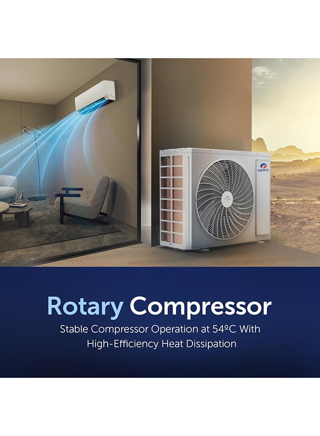 غراي مكيف هواء محمول جري 1.5 طن مع تحكم عن بعد، حماية قفل الأطفال، شاشة LED، تدفق هواء يصل إلى 17 متر، وظيفة وضع النوم، ضاغط دوار، Q4MATIC-P18C3 - ضمان كامل للقطع لمدة 5 سنوات - Image 5