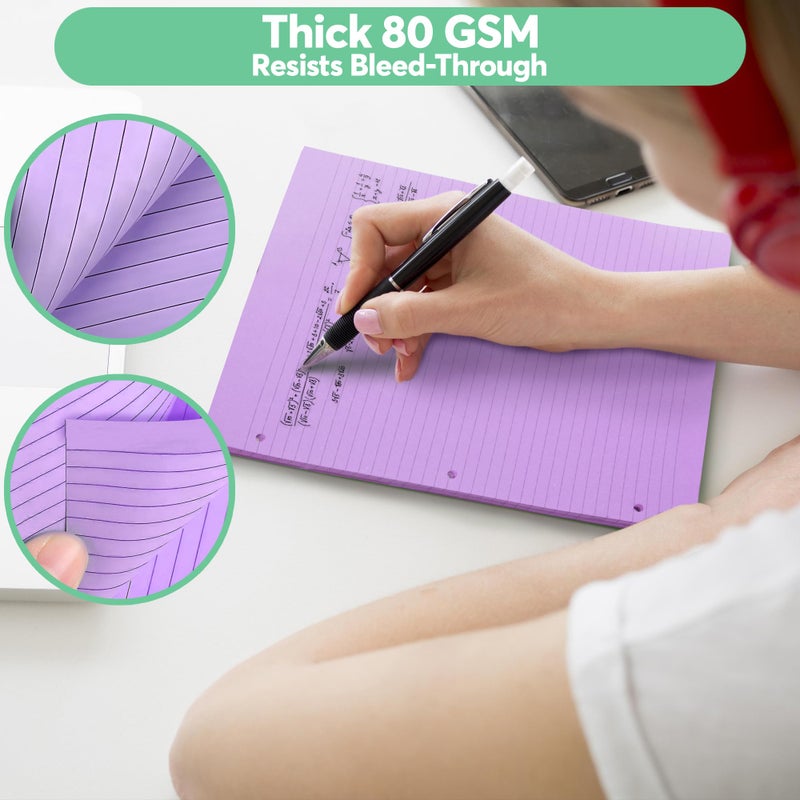 Manaloom Colored Notebook Paper â€“ 8.5 x 11, 150 Sheets â€“ Thick 80 gsm College Ruled Colorful Loose Leaf Filler Paper â€“ 3-Hole Punched Binder Papers for School, Office, and Journaling (Pastel) - Image 4