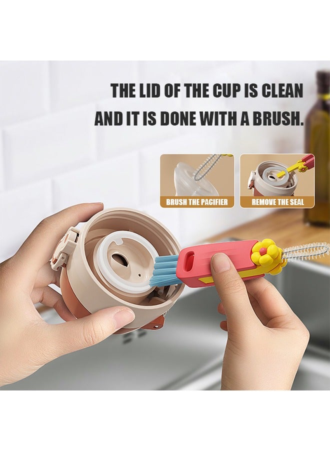 بيوند 3 قطع 3 في 1 فرشاة تنظيف ، فرشاة تنظيف شقوق غطاء الكوب ، فرش تنظيف زجاجة متعددة الوظائف (ملونة) - Image 5