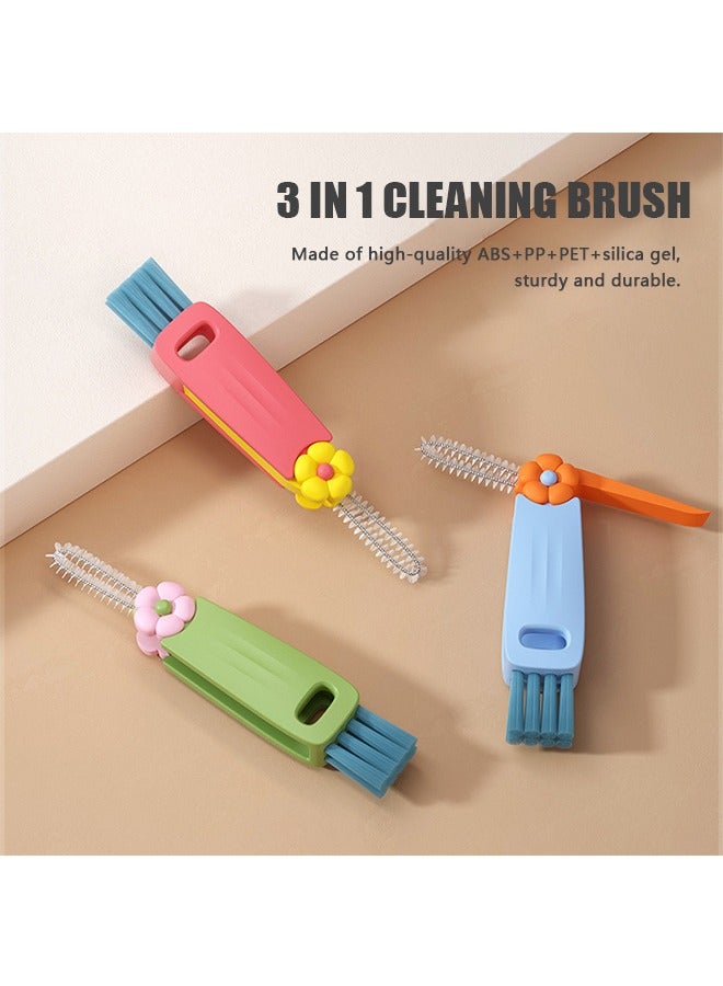 بيوند 3 قطع 3 في 1 فرشاة تنظيف ، فرشاة تنظيف شقوق غطاء الكوب ، فرش تنظيف زجاجة متعددة الوظائف (ملونة) - Image 3