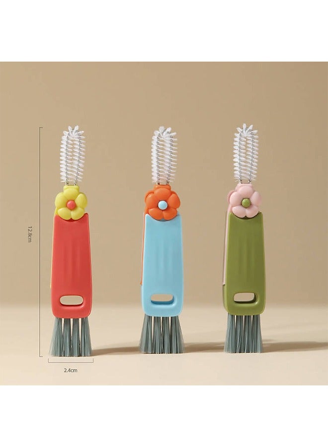 بيوند 3 قطع 3 في 1 فرشاة تنظيف ، فرشاة تنظيف شقوق غطاء الكوب ، فرش تنظيف زجاجة متعددة الوظائف (ملونة) - Image 2