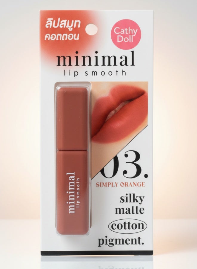 Minimal Lip Smooth Shade 03 Simply Orange 2.7 g Long Lasting Moisturizing Soft Finish Lip Color