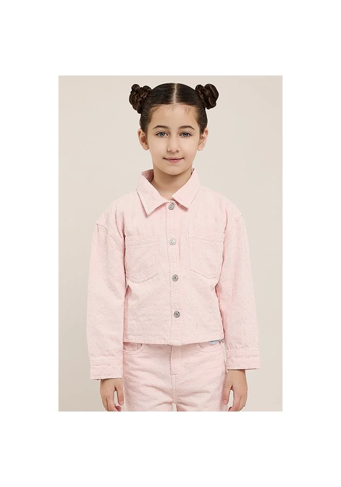 أر أند بي Solid Denim Jacket with Button Closure