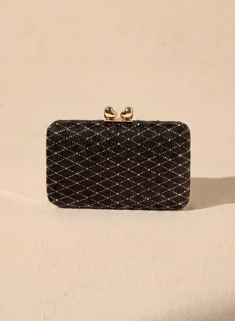 Sunfere Diamond Embellished Box Clutch