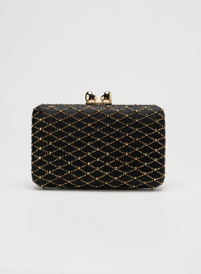 Diamond Embellished Box Clutch