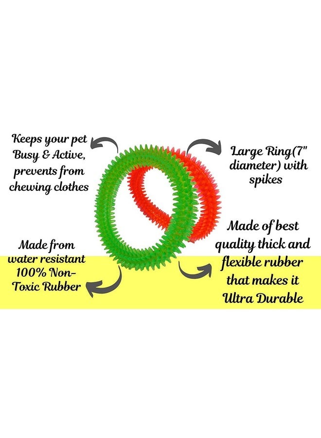 مجموعة من 2 لعبة مضغ للكلاب | حلقة عظمية ومسامير | للتسنين | مناسبة للكلاب الصغيرة والمتوسطة الحجم - (قد يختلف اللون) - Image 5