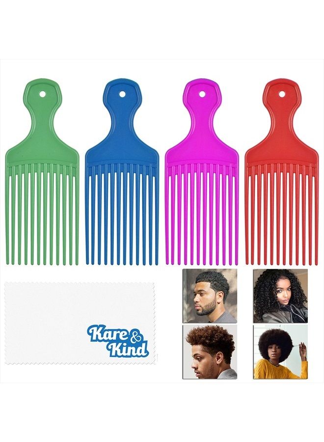 Kare Kind Kare & Kind Hair Pick Comb - 4 pcs - Ideal for Curly, Wavy, Afro Hair - For Hair Styling, Hairdressing, Detangle and Lift Hair - Smooth, Gentle Comb for Men, Women - Gift - Green, Blue, Purple and Red - Image 2