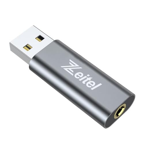 Zeitel® USB Sound Card USB to 3.5mm Jack Audio Adapter USB External Stereo Sound Adapter Splitter Converter for Windows and Mac, Linux, Compatible with PS4, Headset (V Silver) - Image 1