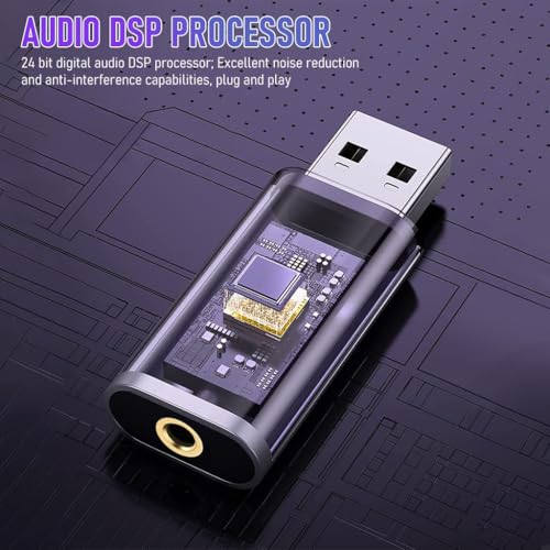Zeitel® USB Sound Card USB to 3.5mm Jack Audio Adapter USB External Stereo Sound Adapter Splitter Converter for Windows and Mac, Linux, Compatible with PS4, Headset (V Silver) - Image 4