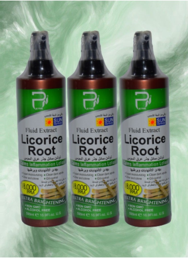 PYRON 3 Pieces Licorice Root Fluid Extract Lotion Extra Brightening 500ml  - Image 1