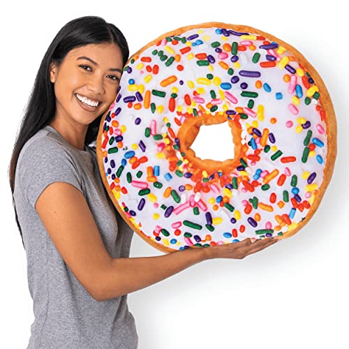 Much Comfort 22" 3D Sprinkle Donut Throw Pillow - Made with Super Soft & Ultra Premium Fabric - Cute, Comfortable, Plush Stuffed Doughnut Cake Cushion for Home Decor - Best Funny or Teen Gift - Medium - Image 1
