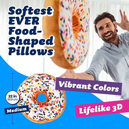 Much Comfort 22" 3D Sprinkle Donut Throw Pillow - Made with Super Soft & Ultra Premium Fabric - Cute, Comfortable, Plush Stuffed Doughnut Cake Cushion for Home Decor - Best Funny or Teen Gift - Medium - Image 2