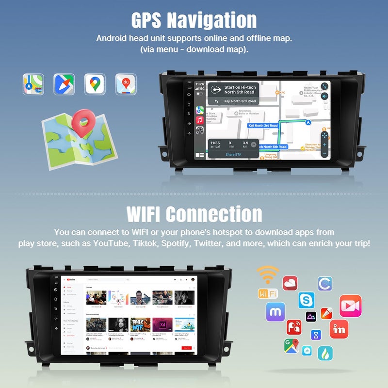 Naifay Android 12 Car Radio for Nissan Altima 2013-2018(Not Fit Premium Audio System&Large Screen), 9inch Touch Screen for Altima Stereo with Carplay Android Auto Bluetooth FM GPS WiFi Camera - Image 4